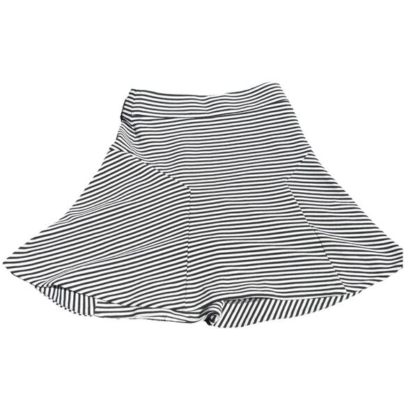 Express Skirt Womens 00 Mini Black and White Striped Y2K Style Flair Small Stain - Picture 1 of 6
